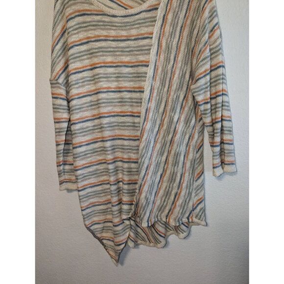 Democracy‎ Sweater Womens L Striped Fall Preppy Momcore Cozy Open Knit Pullover - Picture 12 of 13